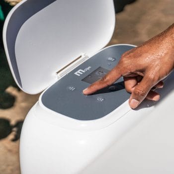 MSpa Frame Series Tribeca — Premium 6-Person Portable Hot Tub & Spa Lifestyle Photo chiller controls