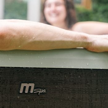 MSpa Frame Series Tribeca — Premium 6-Person Portable Hot Tub & Spa Lifestyle Photo backyard closeup