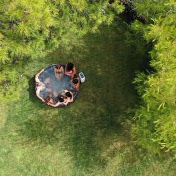 MSPA FRAME Mono Hot Tub Round Bubble Spa Lifestyle photo from above view