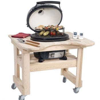 Primo Oval Junior Charcoal Grill - All-In-One wooden table