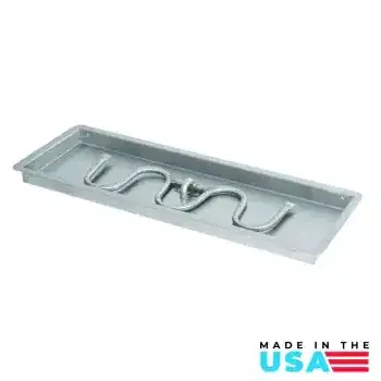 The Outdoor Plus 12” Wide Rectangular Drop-in Pan and Stainless Steel Switchback Burner