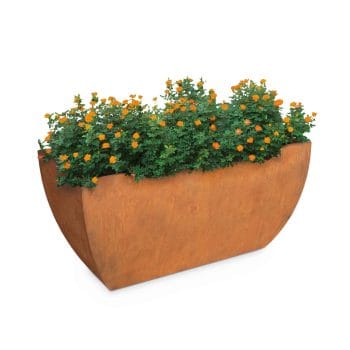 Rectangular-Tuscon-Corten-Steel-Planter-with-Plants